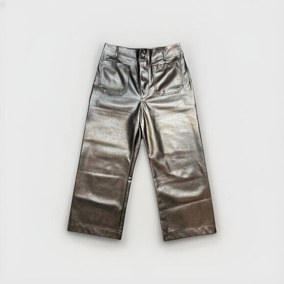 The Colette Cropped Wide-Leg Pants by Maeve: Faux-Leather Edition - Brown - 30 - Picture 6 of 11